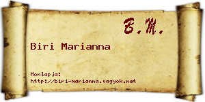 Biri Marianna névjegykártya